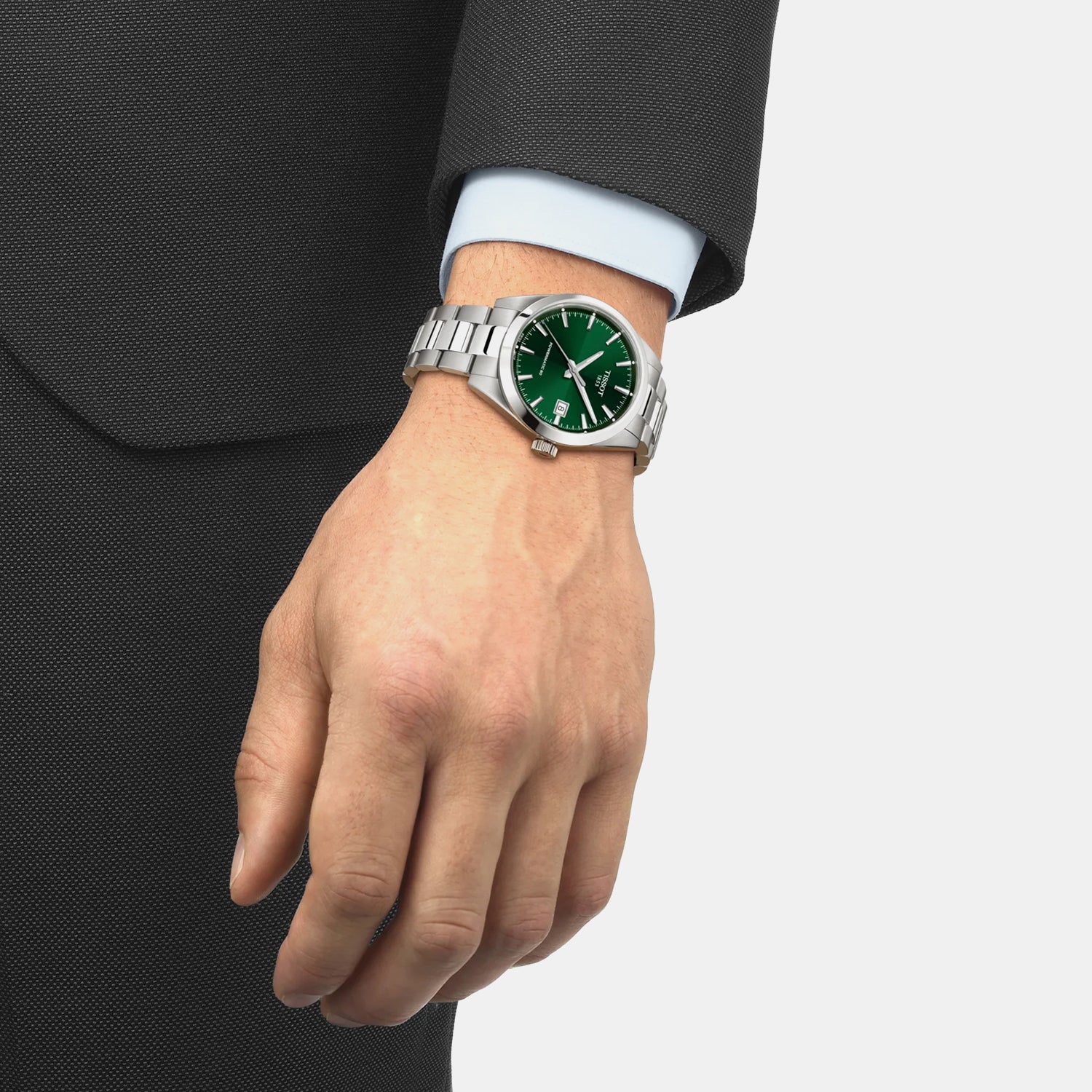Classic Contemporary Men Automatic Green Dial Analog Stainless Steel Watch T1658071109100