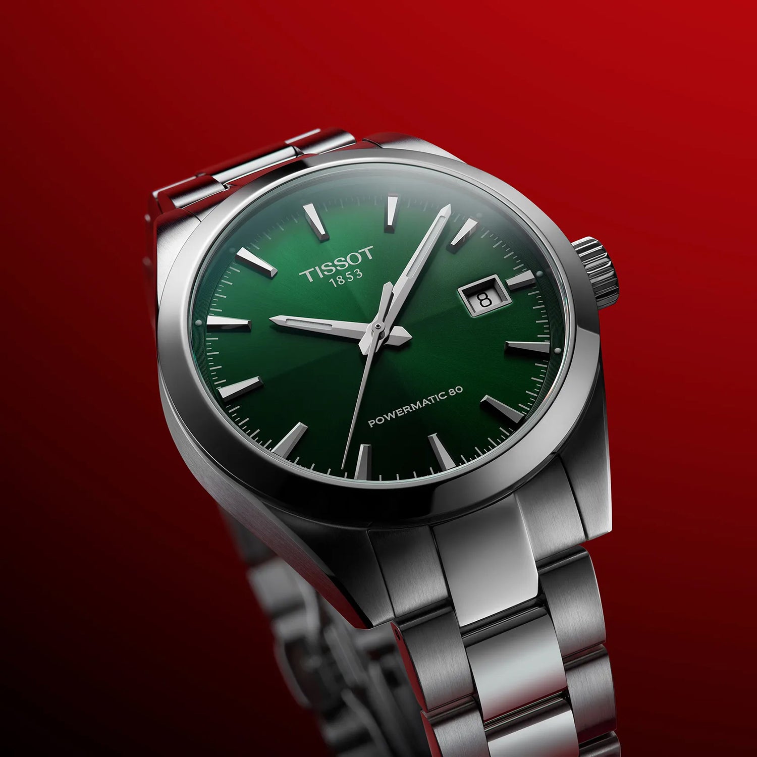 Classic Contemporary Men Automatic Green Dial Analog Stainless Steel Watch T1658071109100