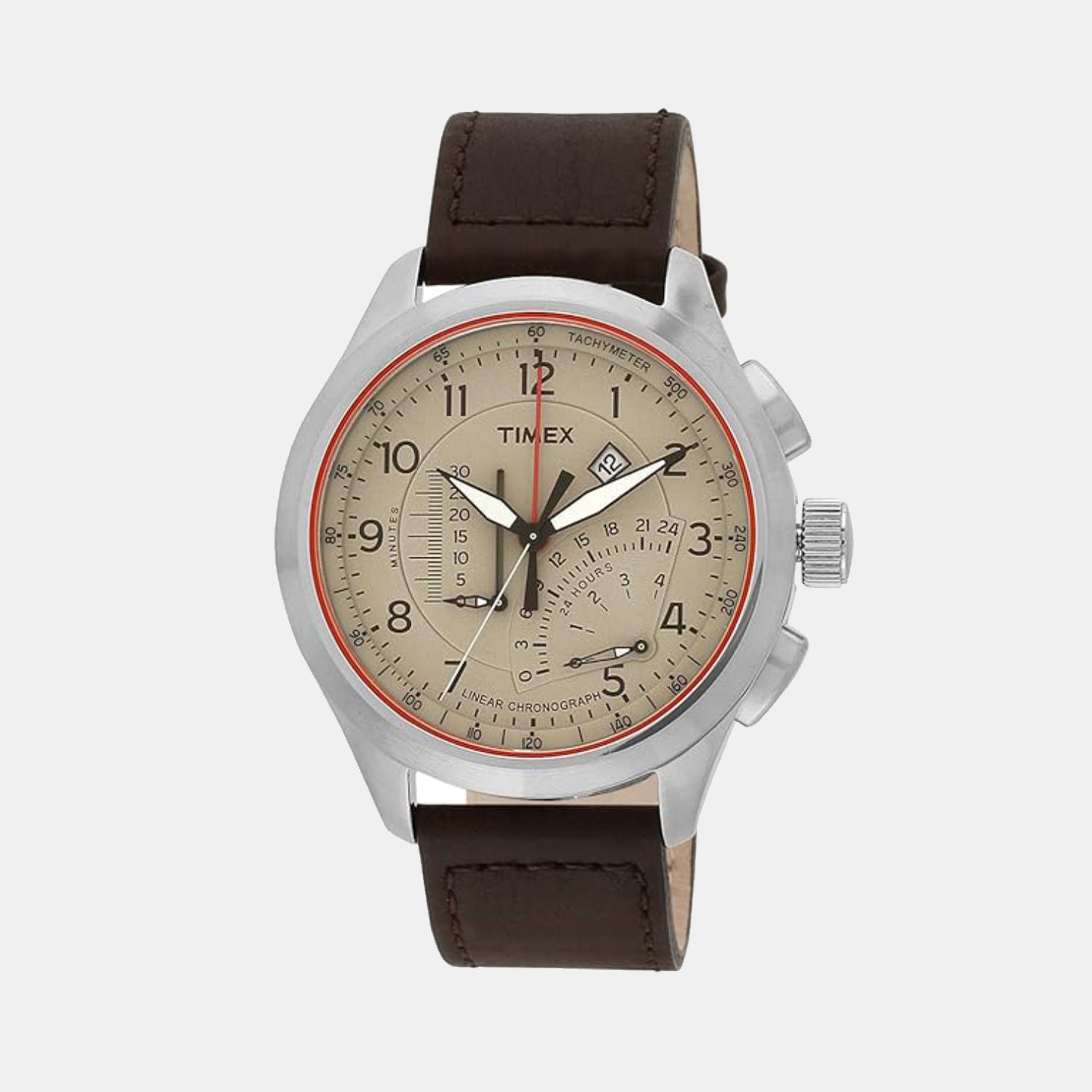 Intelligent Men Quartz Tan Dial Chronograph Leather Watch T2P275