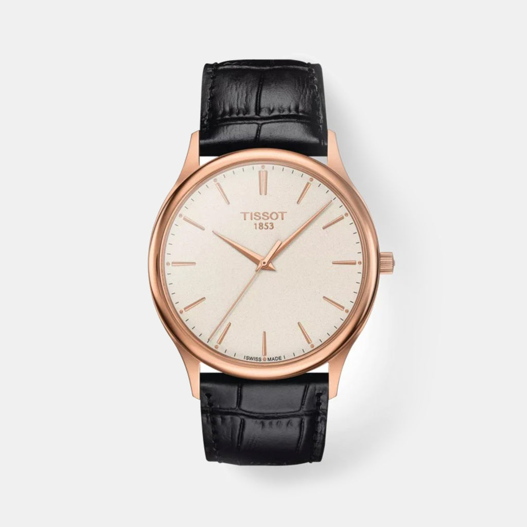 Excellence Men Quartz Cream Dial Analog Leather Watch T9264107626101