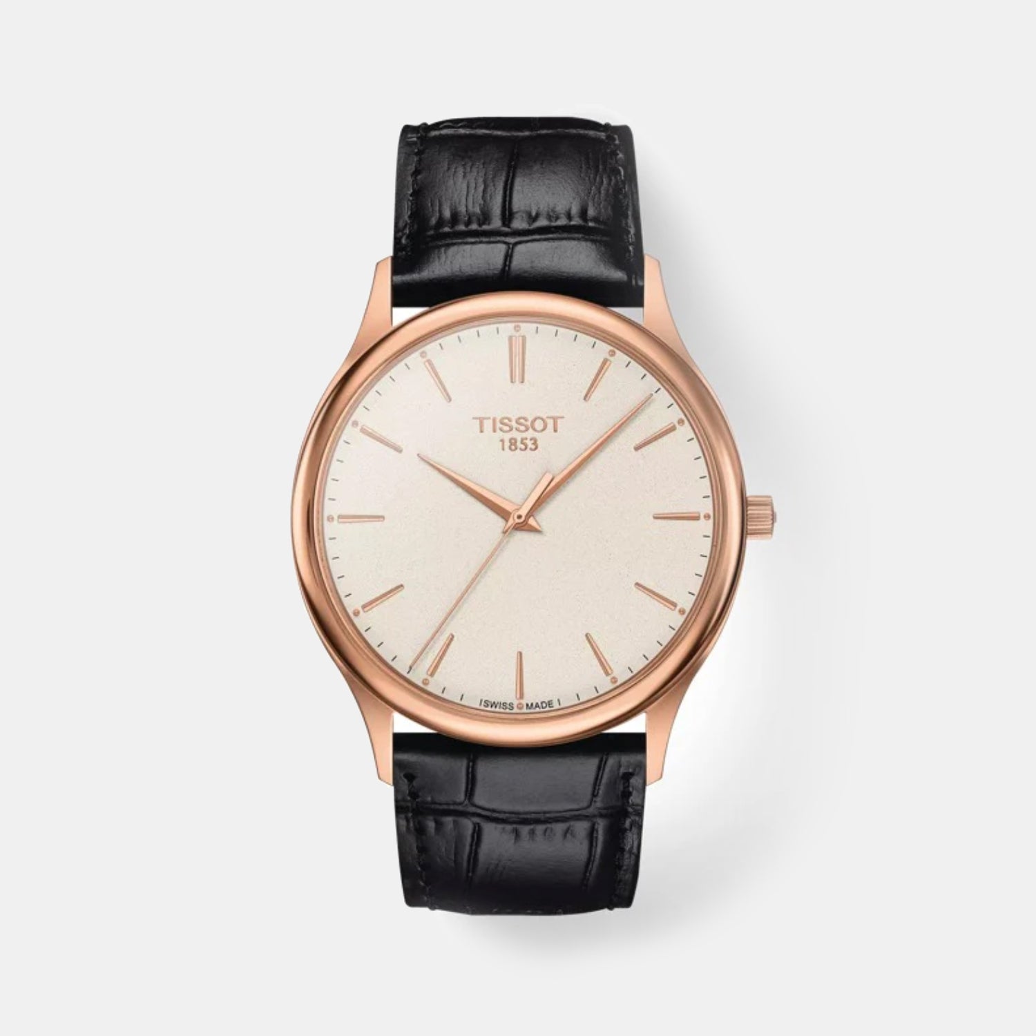 Excellence Men Quartz Cream Dial Analog Leather Watch T9264107626101