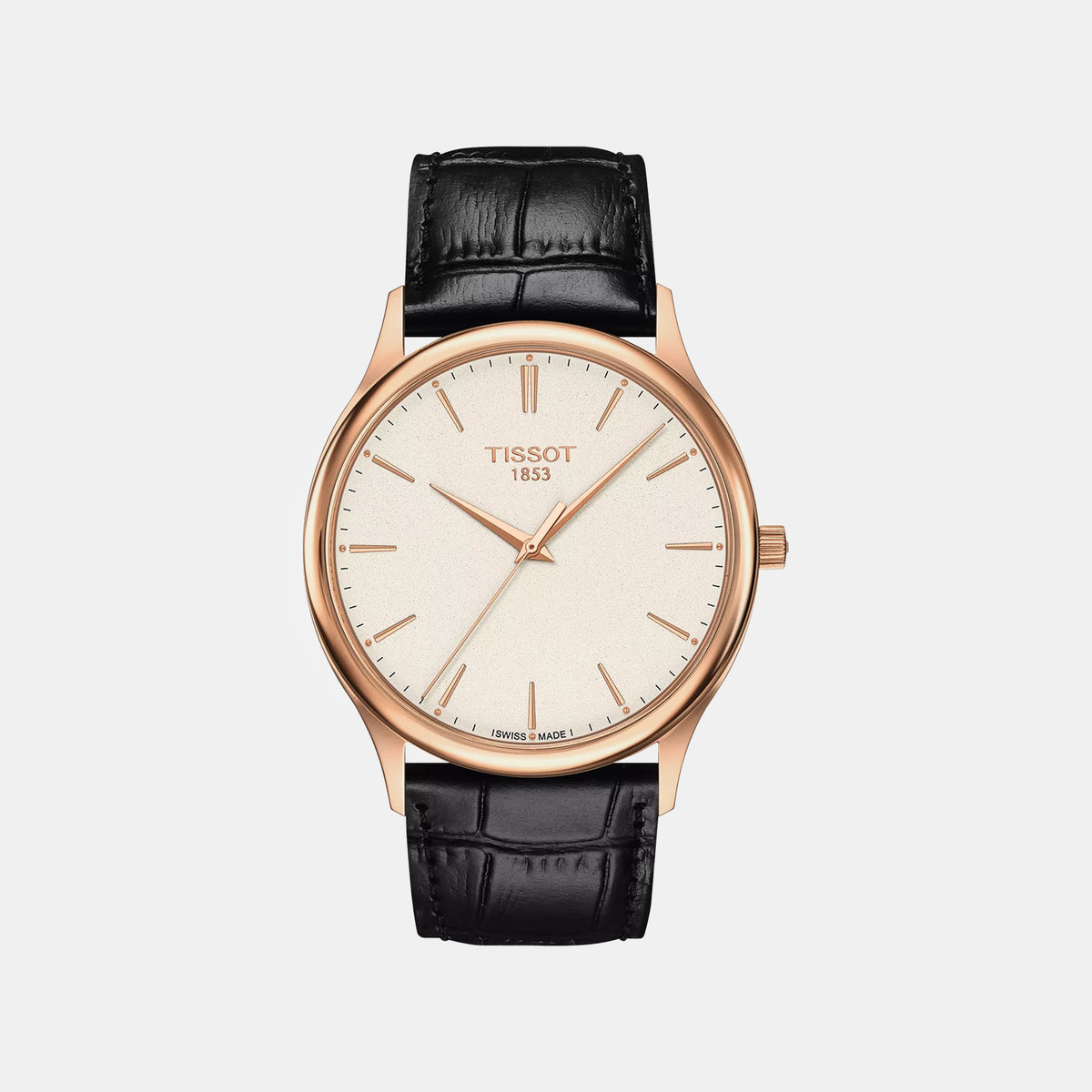 Excellence Men Quartz Silver Dial Analog Leather Watch T9264107626101