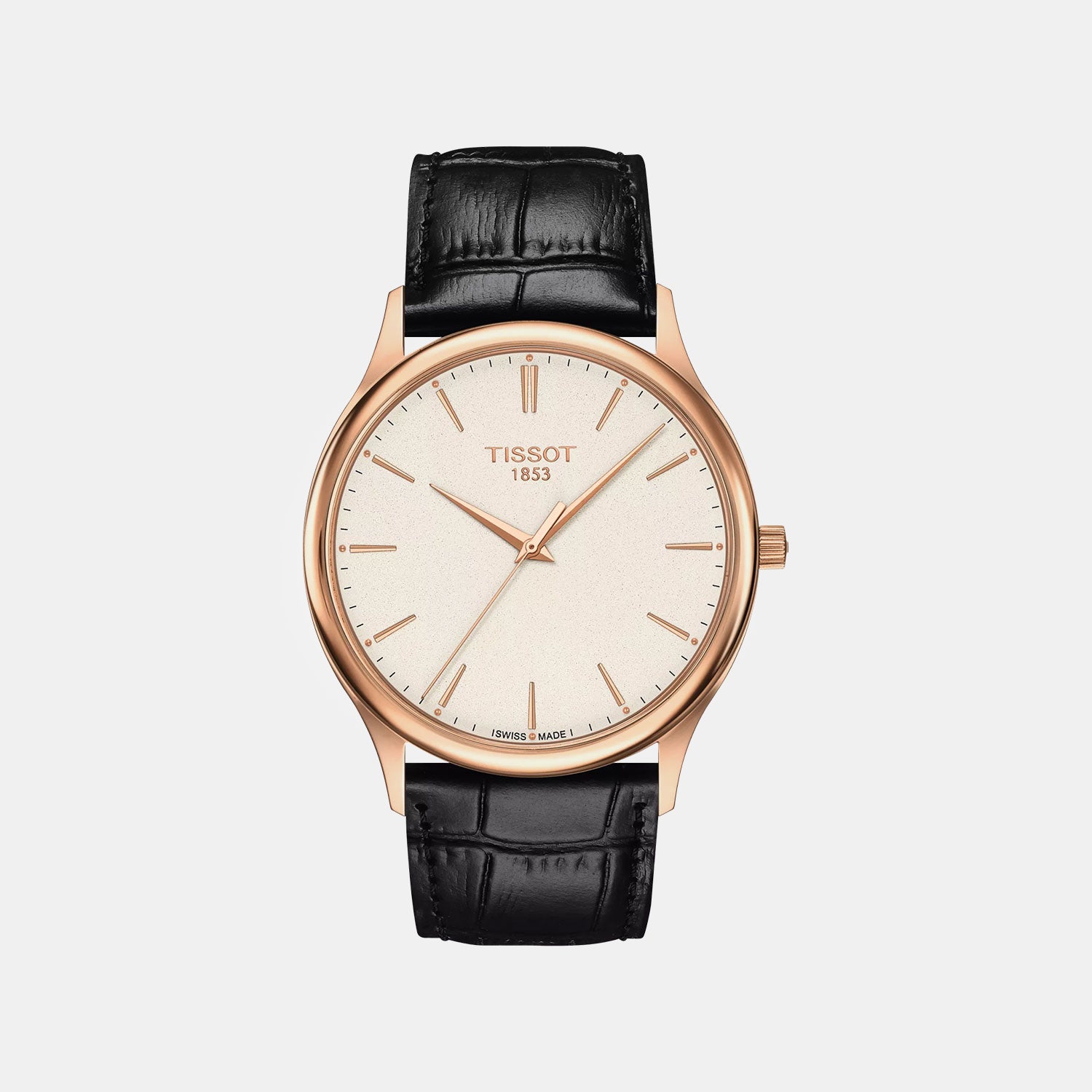 Excellence Men Quartz Cream Dial Analog Leather Watch T9264107626101