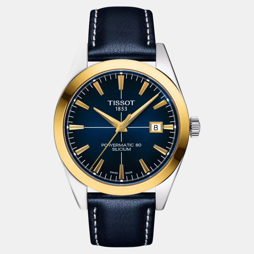 Gentleman Men Automatic Blue Dial Analog Leather Watch T9274074604101