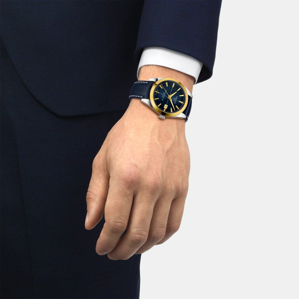 Gentleman Men Automatic Blue Dial Analog Leather Watch T9274074604101