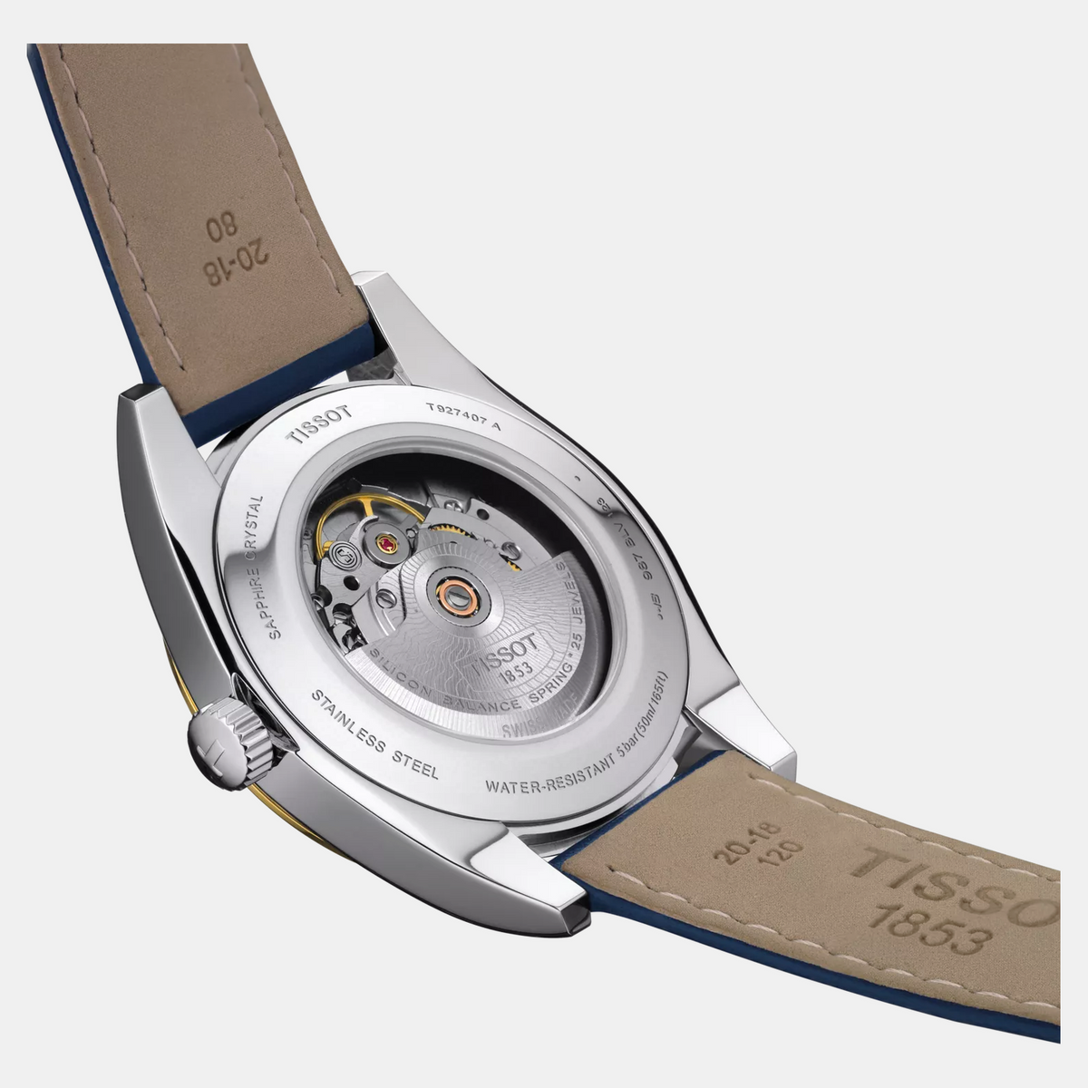 Gentleman Men Automatic Blue Dial Analog Leather Watch T9274074604101