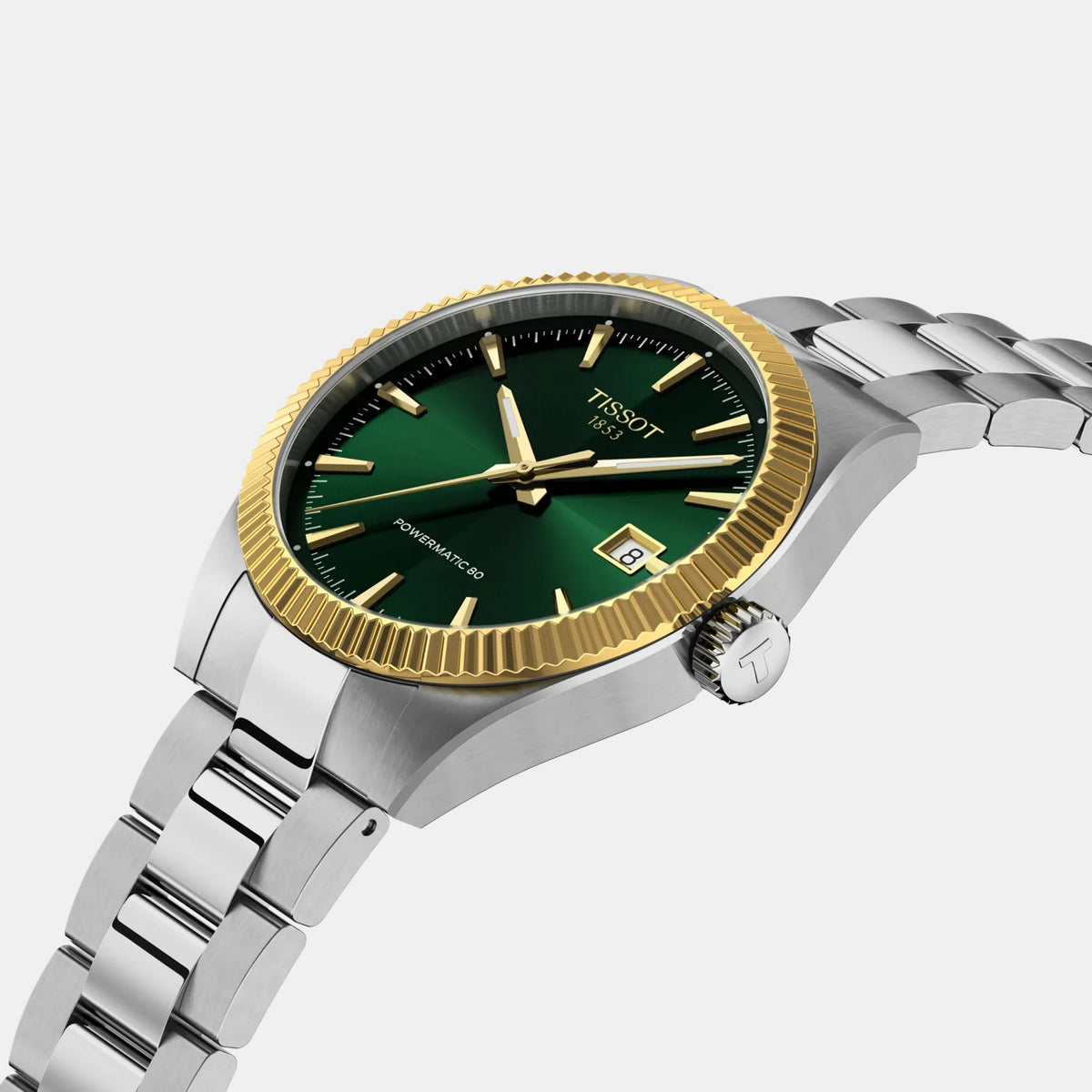 Men Automatic Green Dial Analog Stainless Steel Watch T9348074109100