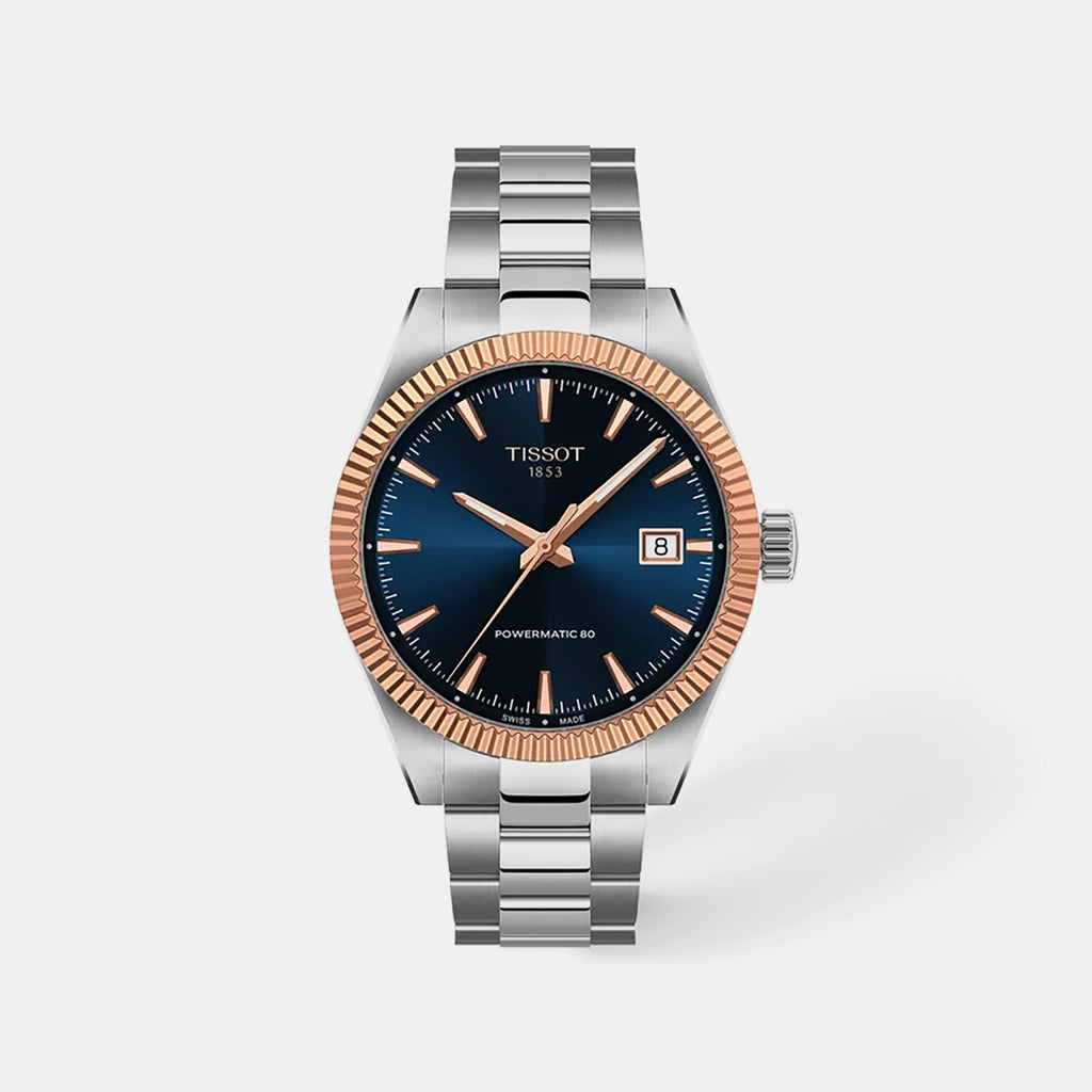 Gentleman Men Automatic Blue Dial Analog Stainless Steel Watch T9348074104100