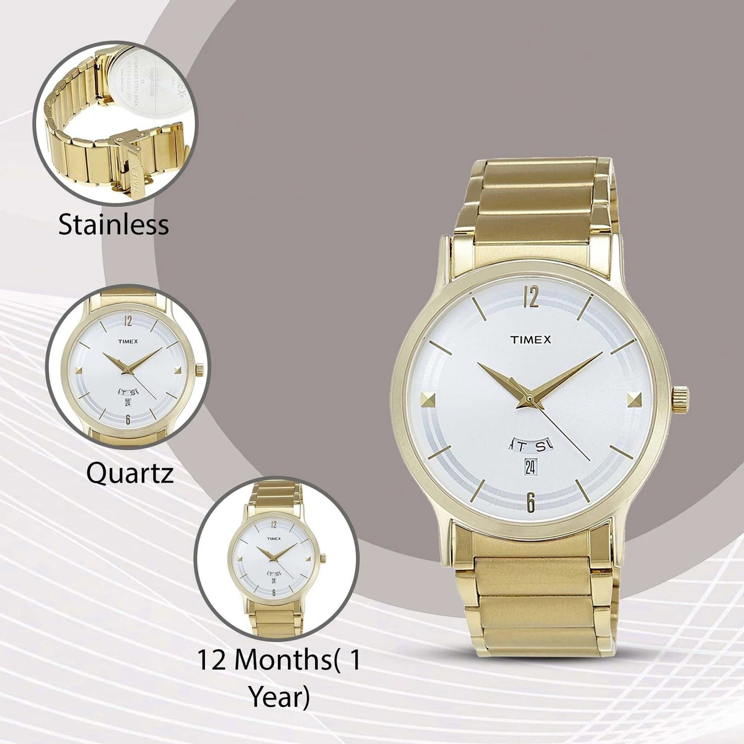 Classics Men Quartz Silver Dial Analog Stainless Steel Watch TI000R420