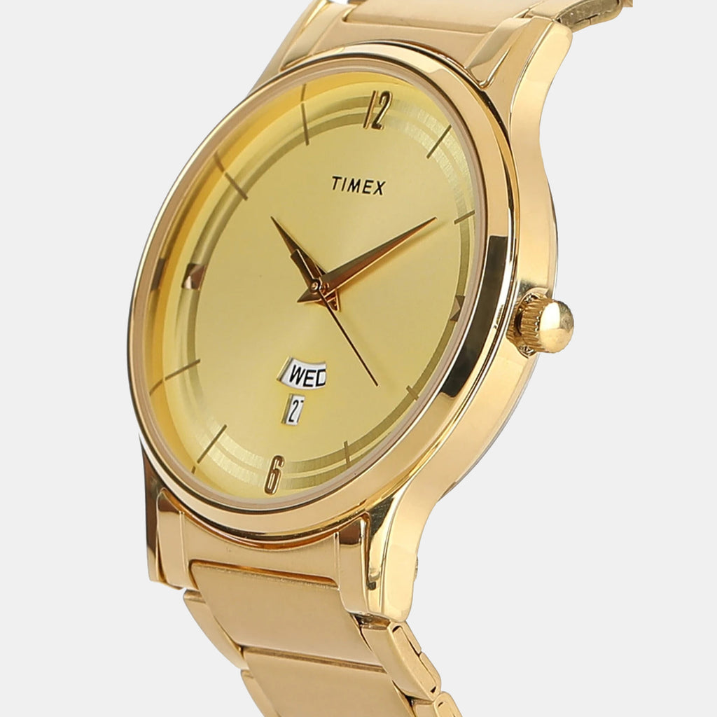 Trendline Men Quartz Gold Dial Analog Stainless Steel Watch TI000R421