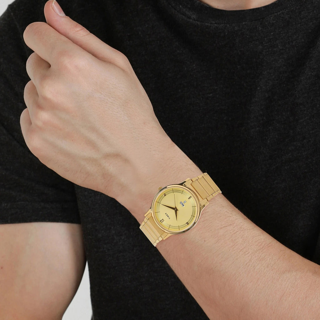 Trendline Men Quartz Gold Dial Analog Stainless Steel Watch TI000R421