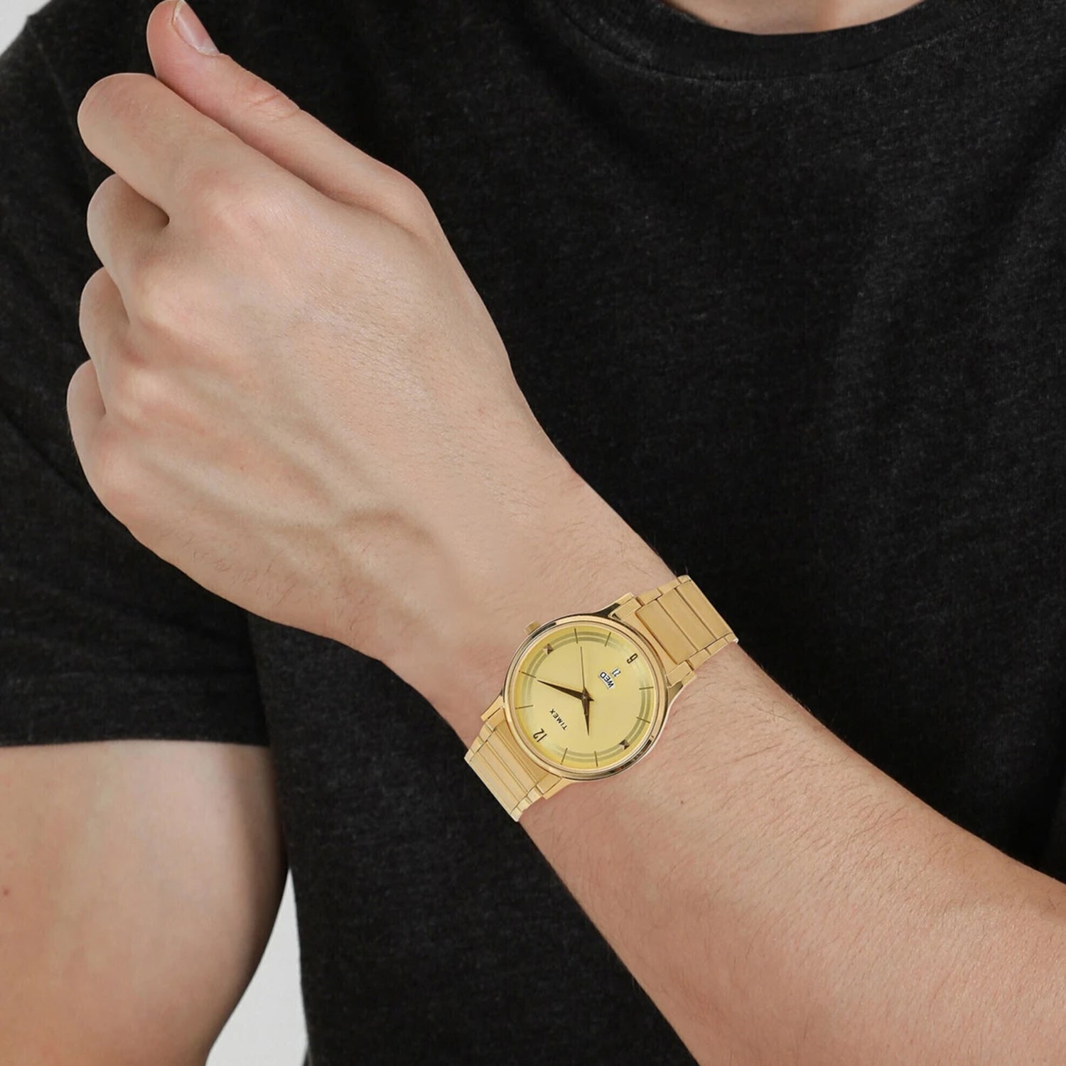 Trendline Men Quartz Gold Dial Analog Stainless Steel Watch TI000R421