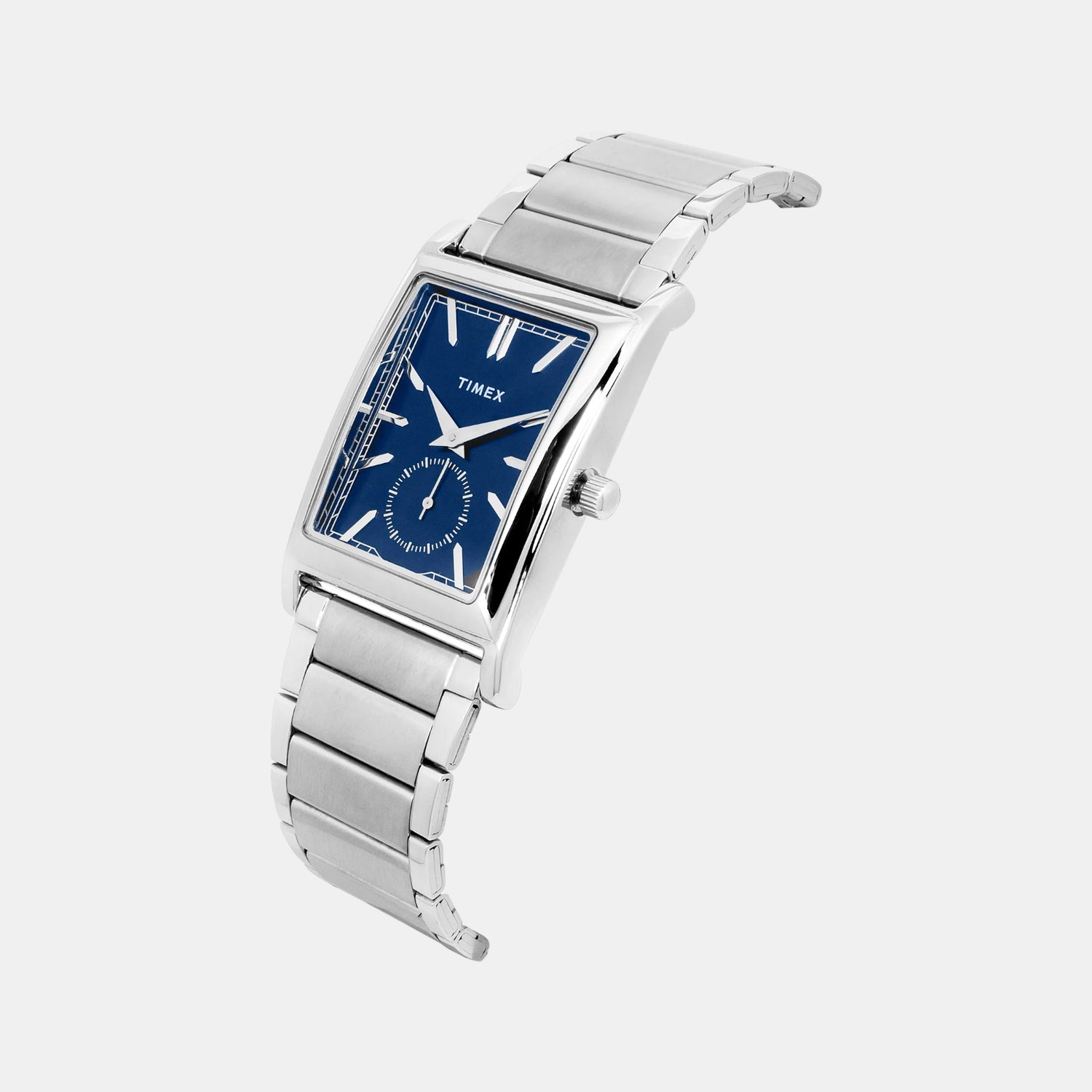 Fashion Men Quartz Blue Dial Analog Stainless Steel Watch TW000L523