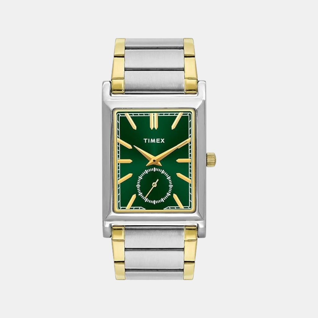 Fashion Men Quartz Green Dial Analog Stainless Steel Watch TW000L524