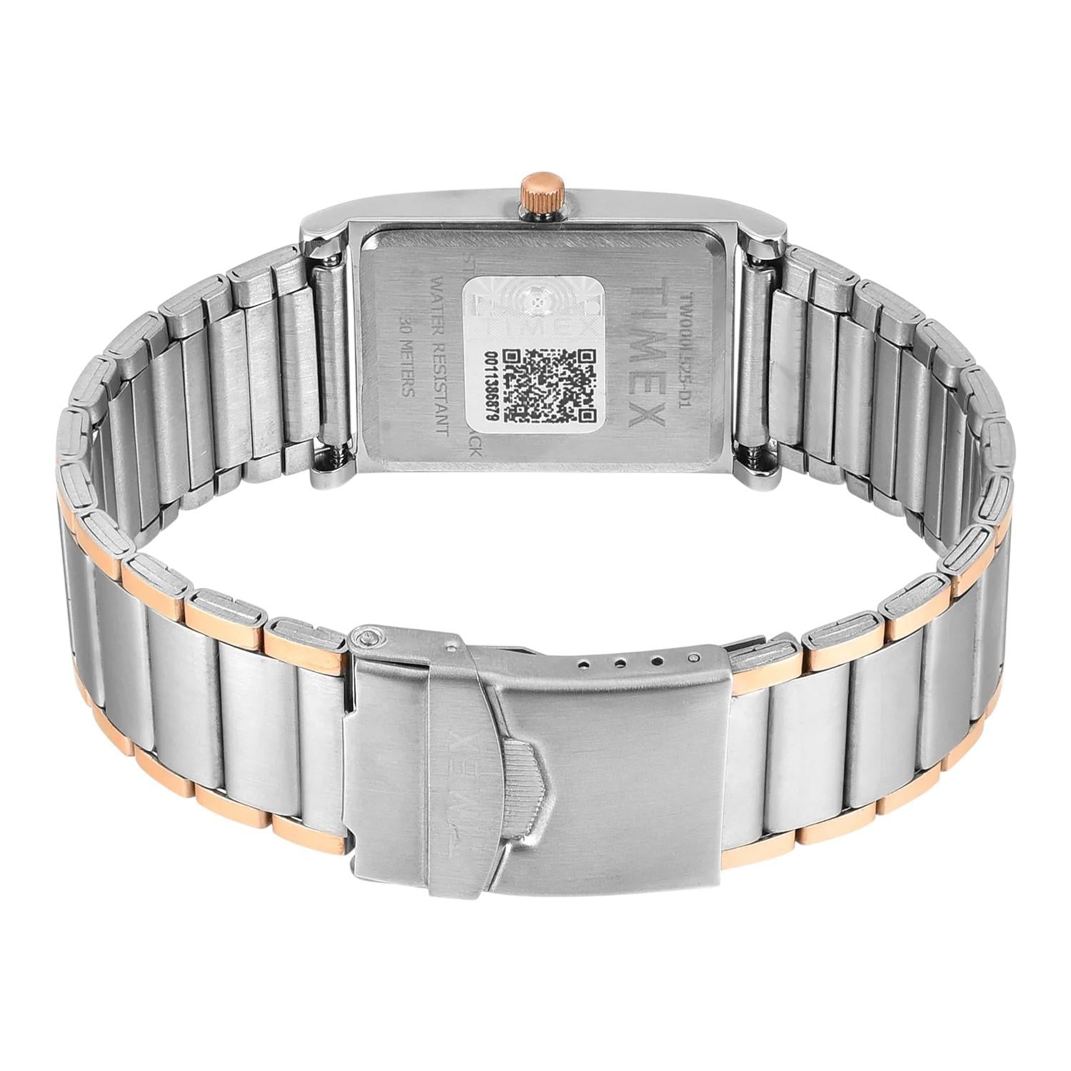 Fashion Men Quartz Silver Dial Analog Stainless Steel Watch TW000L525