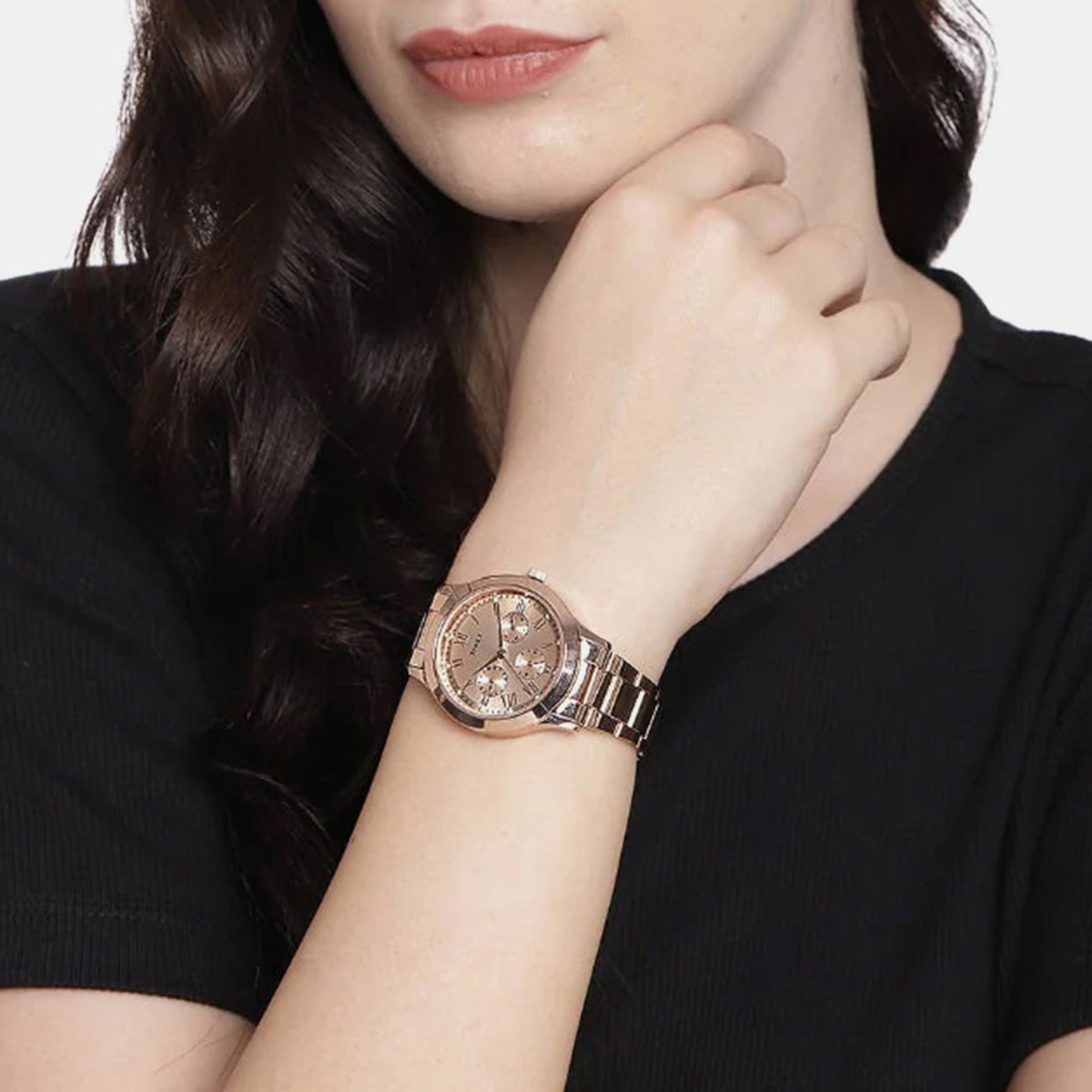 Trendline Women Quartz Rose Gold Dial Multi-Function Stainless Steel Watch TW000Q810