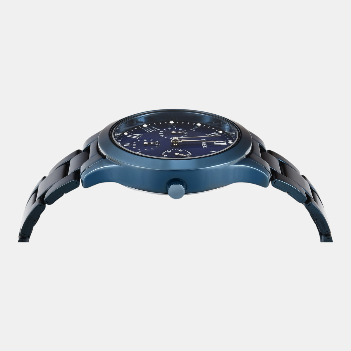 Fashion Women Quartz Blue Dial Multi-Function Stainless Steel Watch TW000Q819
