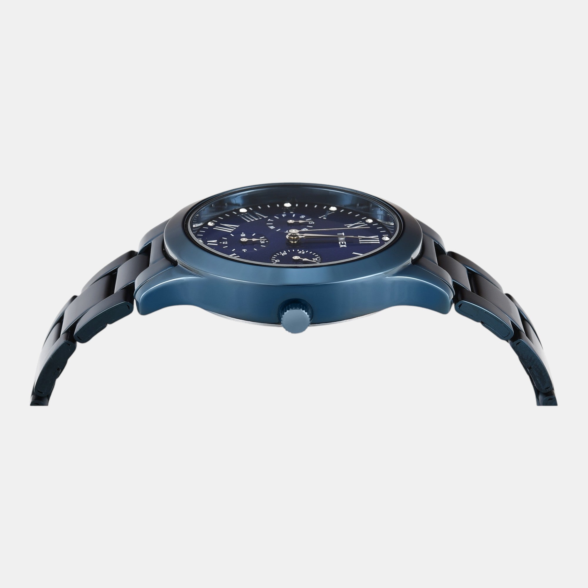 Fashion Women Quartz Blue Dial Multi-Function Stainless Steel Watch TW000Q819