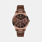 Fashion Women Quartz Brown Dial Multi-Function Stainless Steel Watch TW000Q820