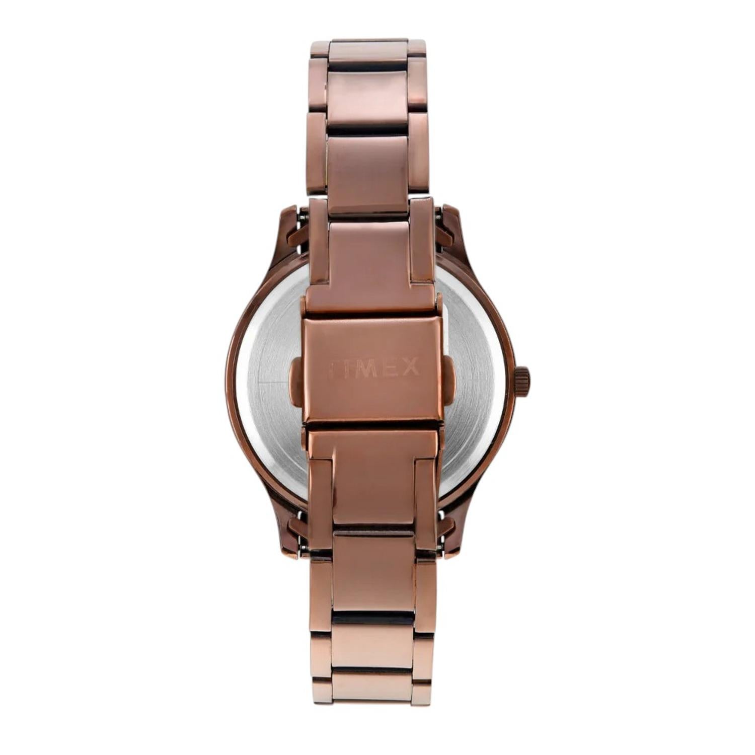 Fashion Women Quartz Brown Dial Multi-Function Stainless Steel Watch TW000Q820