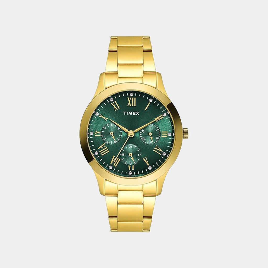 Trendline Women Quartz Green Dial Multi-Function Stainless Steel Watch TW000Q821