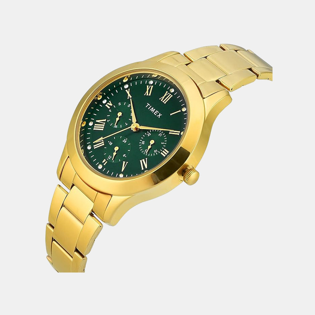 Trendline Women Quartz Green Dial Multi-Function Stainless Steel Watch TW000Q821