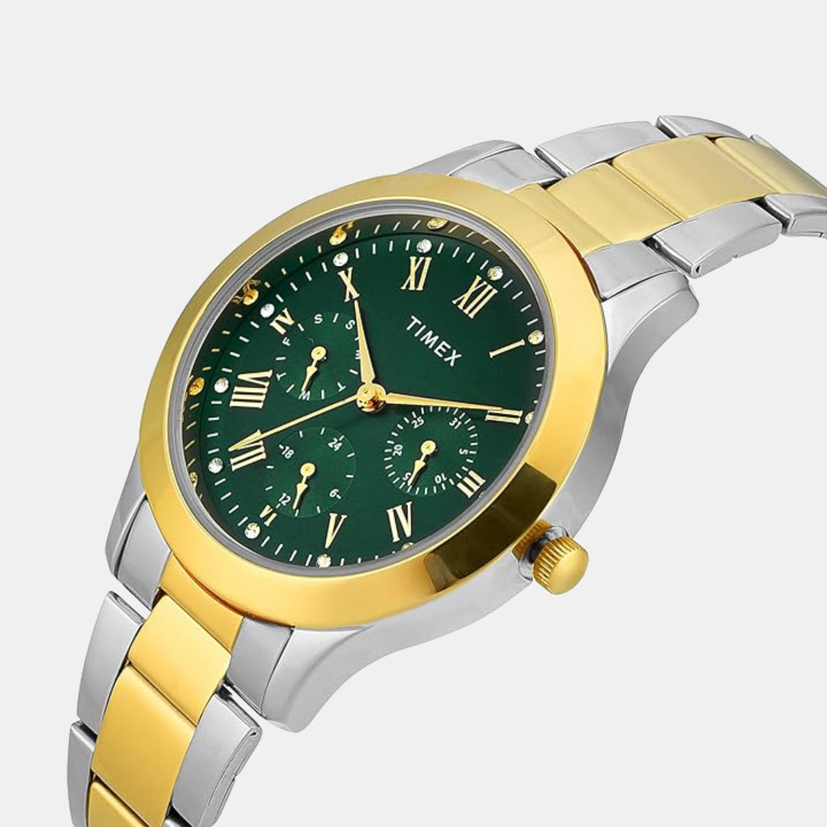 Trendline Women Quartz Green Dial Analog Stainless Steel Watch TW000Q822