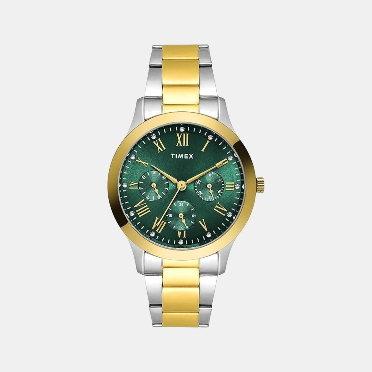 Trendline Women Quartz Green Dial Analog Stainless Steel Watch TW000Q822