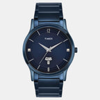 Fashion Men Quartz Blue Dial Analog Stainless Steel Watch TW000R460