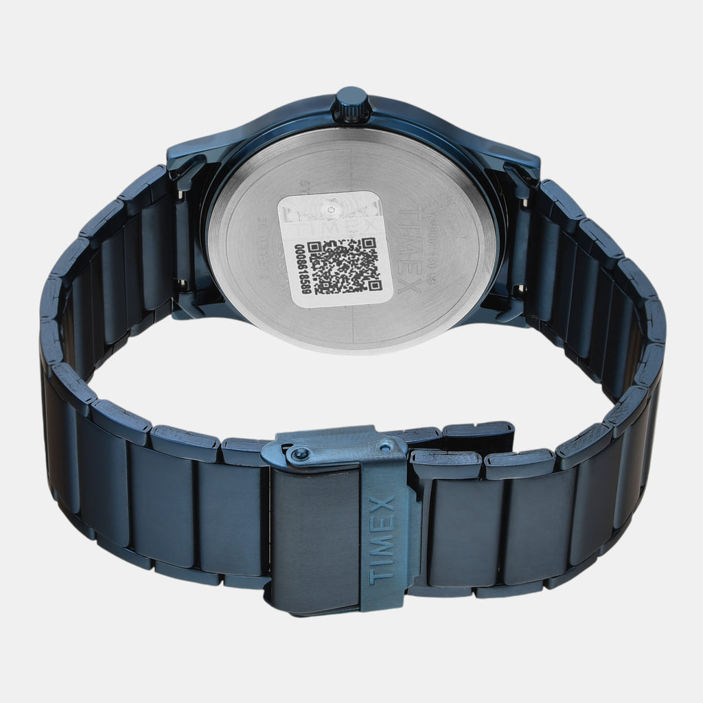 Fashion Men Quartz Blue Dial Analog Stainless Steel Watch TW000R460