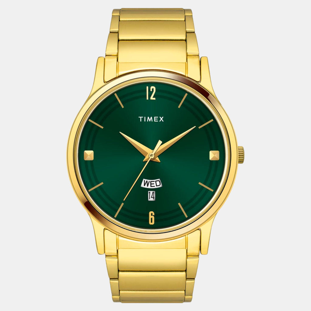 Fashion Men Quartz Green Dial Analog Stainless Steel Watch TW000R462