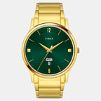 Fashion Men Quartz Green Dial Analog Stainless Steel Watch TW000R462