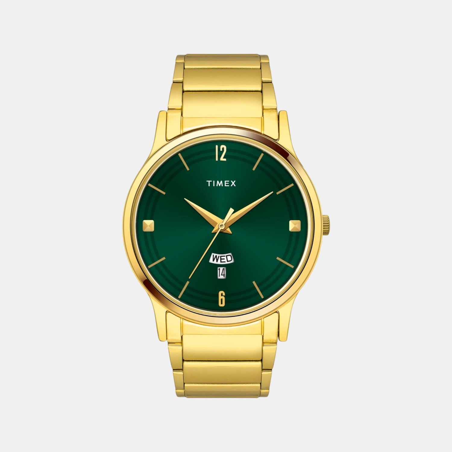 Fashion Men Quartz Green Dial Analog Stainless Steel Watch TW000R462