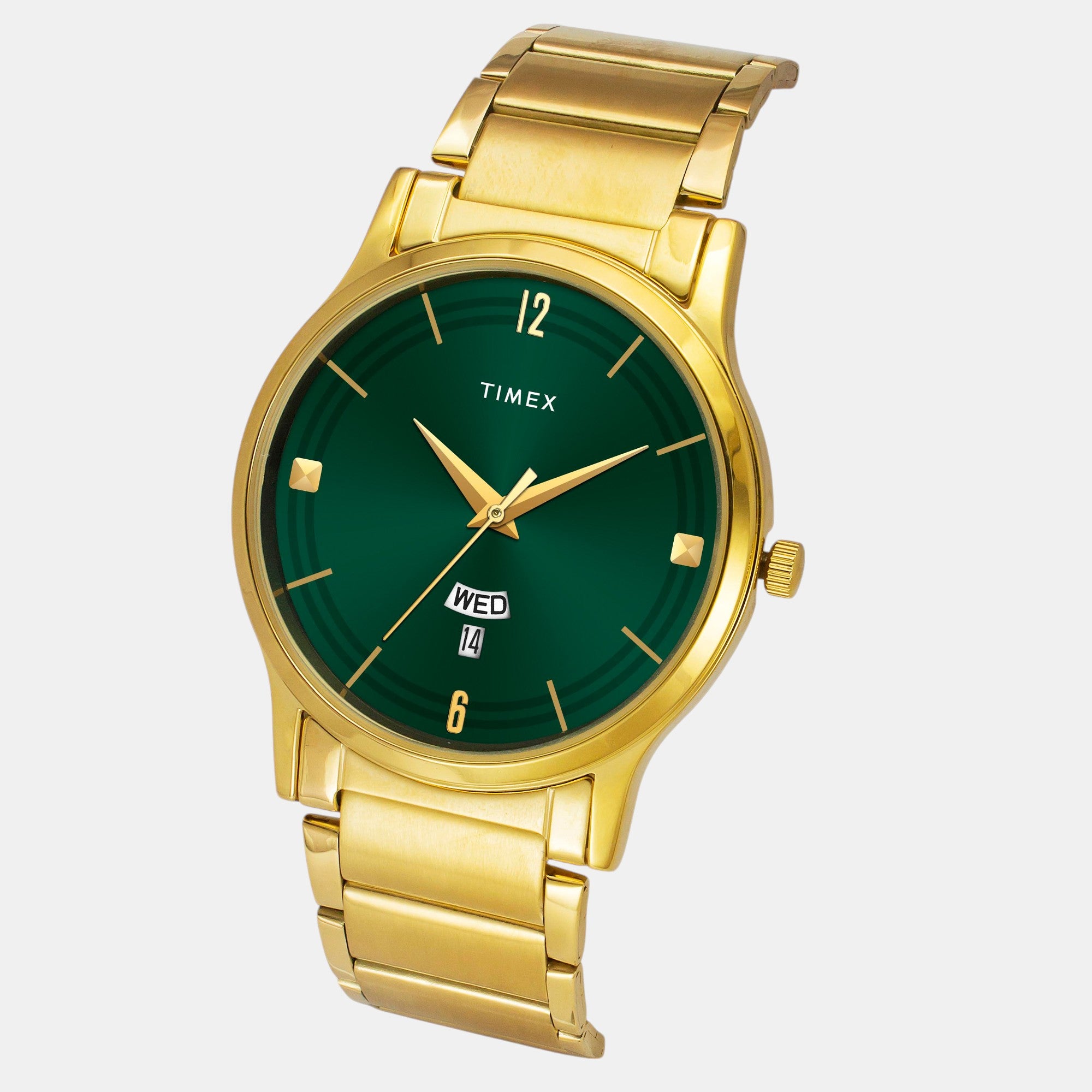 Fashion Men Quartz Green Dial Analog Stainless Steel Watch TW000R462