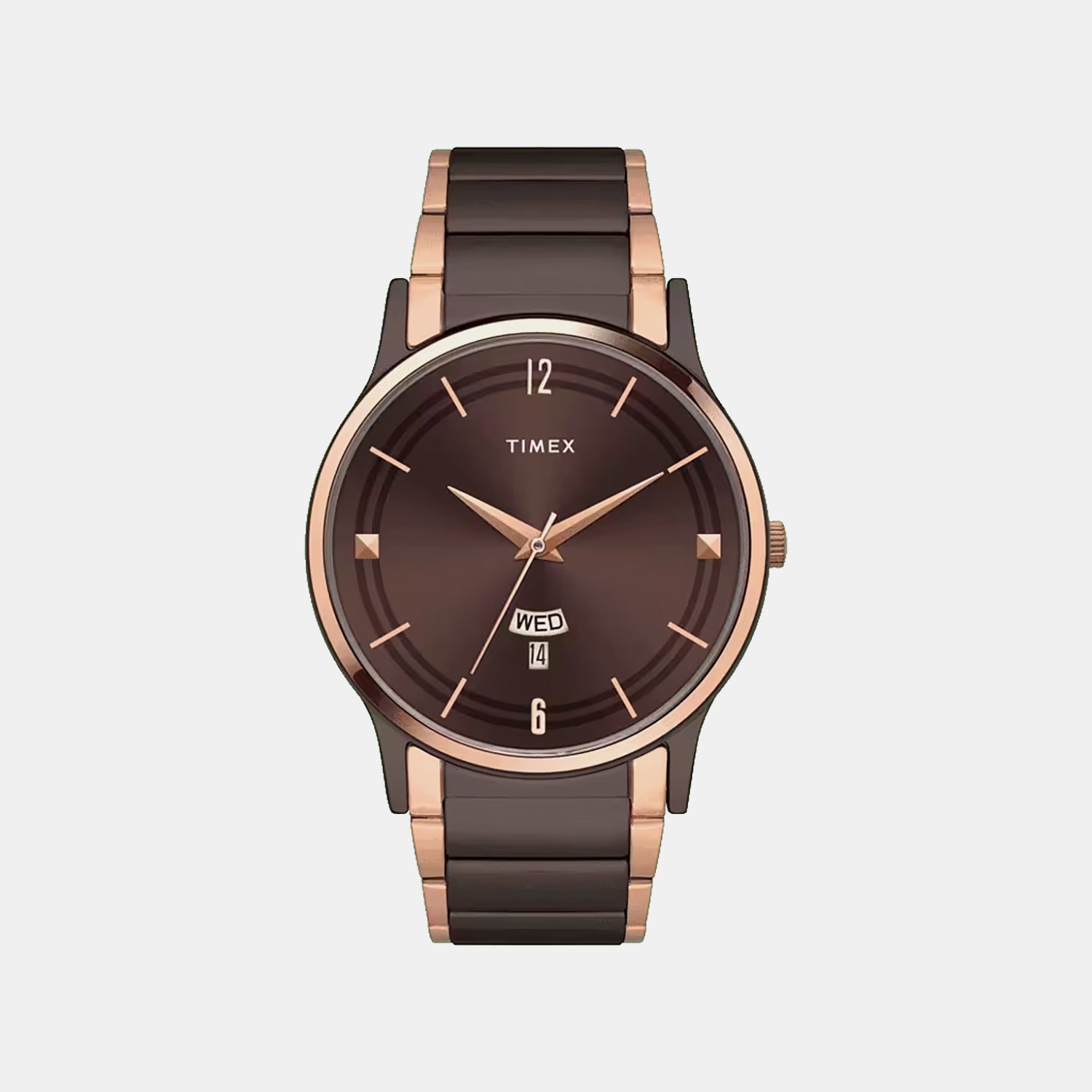 Fashion Men Quartz Brown Dial Analog Stainless Steel Watch TW000R464