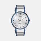 Fashion Men Quartz Silver Dial Analog Stainless Steel Watch TW000R467