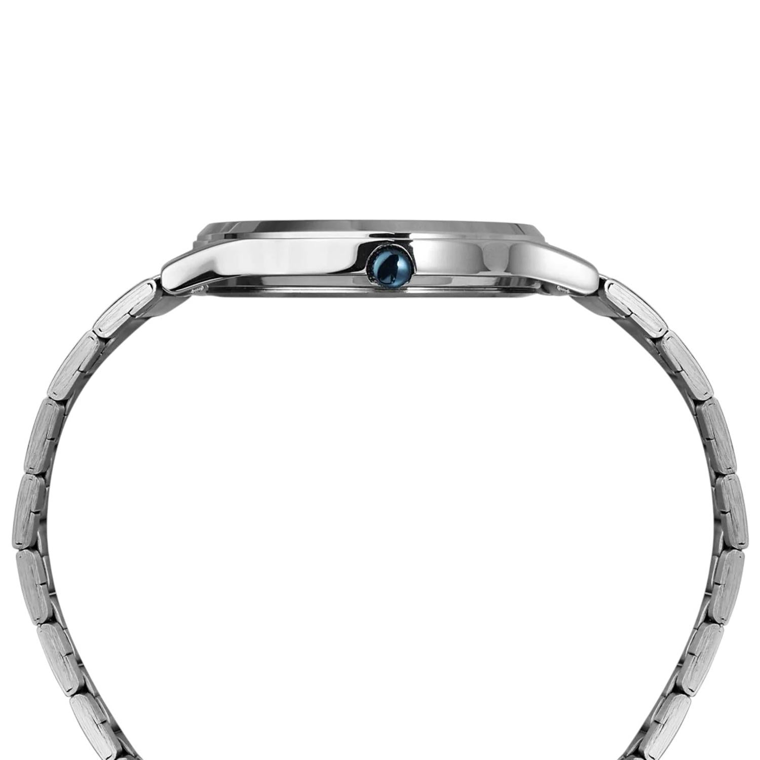 Fashion Men Quartz Silver Dial Analog Stainless Steel Watch TW000R467