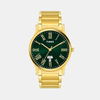 Men Quartz Green Dial Analog Stainless Steel Watch TW000R469