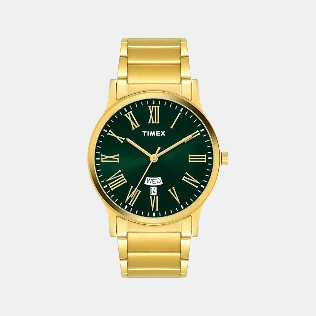 Men Quartz Green Dial Analog Stainless Steel Watch TW000R469