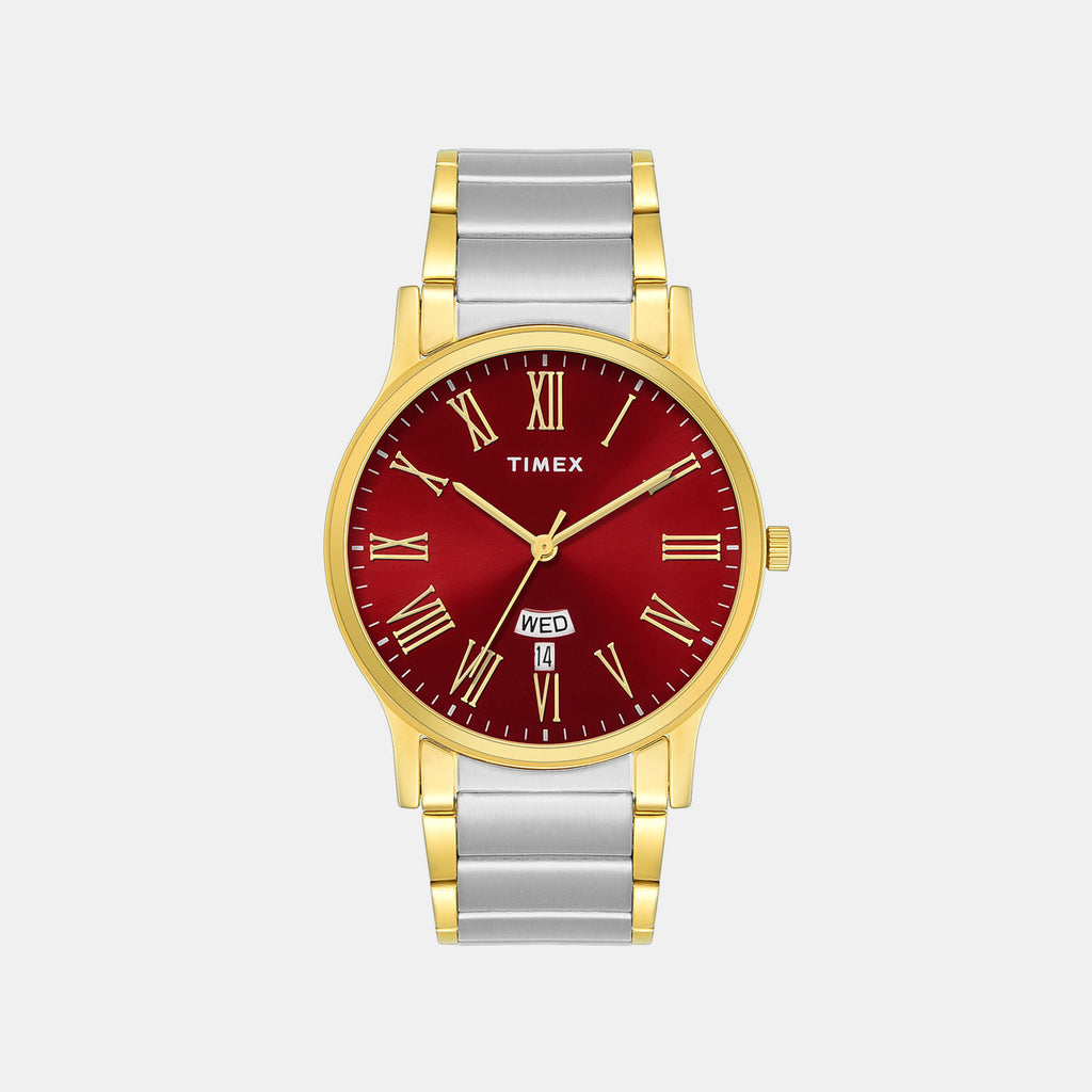 Trendline Men Quartz Red Dial Analog Stainless Steel Watch TW000R471