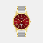 Trendline Men Quartz Red Dial Analog Stainless Steel Watch TW000R471