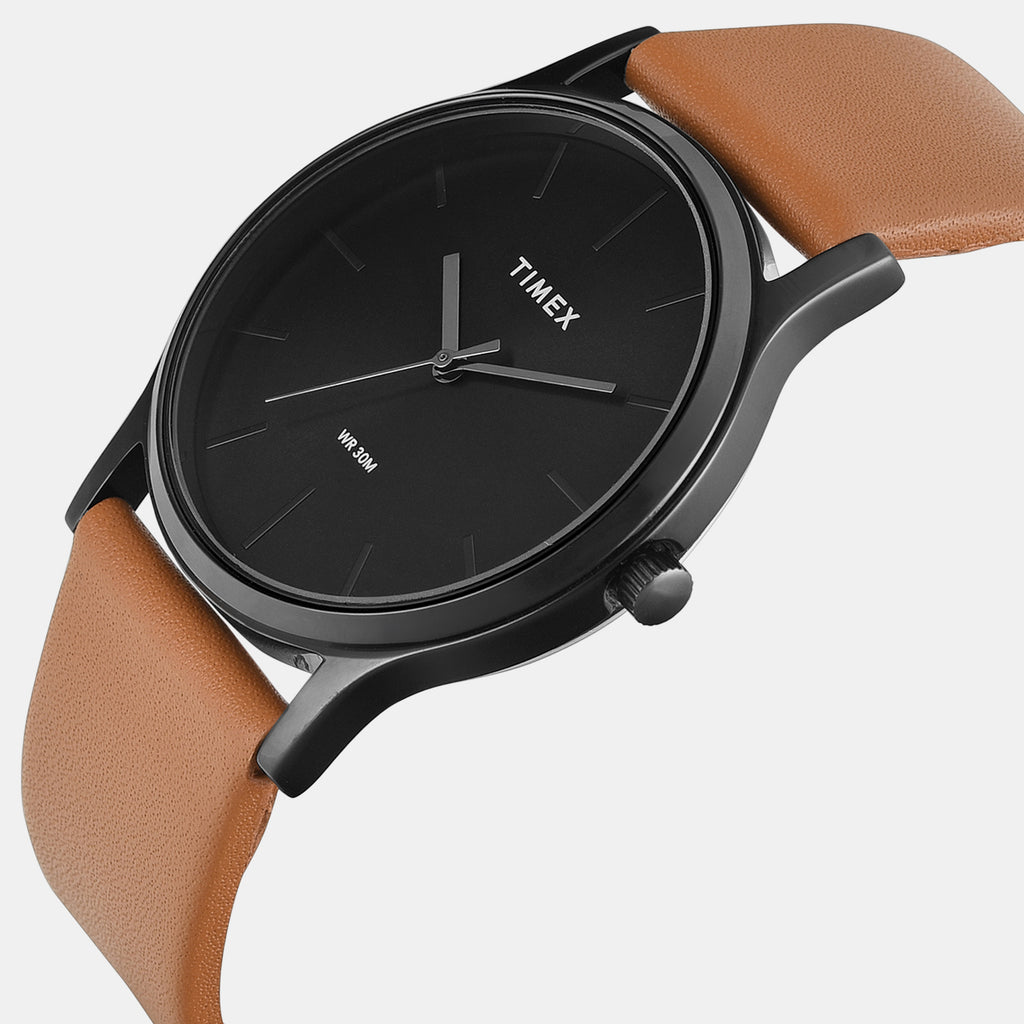 Trendline Men Quartz Black Dial Analog Leather Watch TW000R472