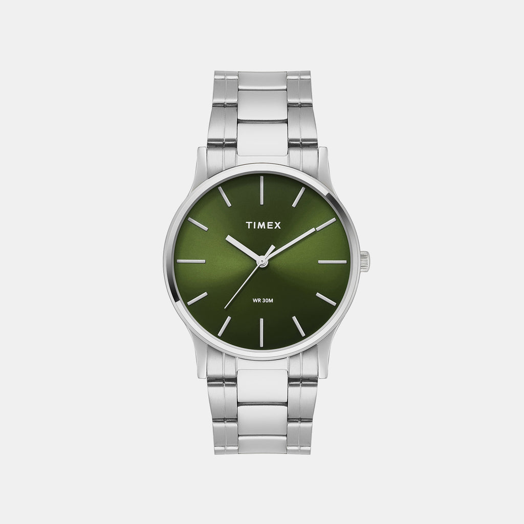 Trendline Men Quartz Green Dial Analog Stainless Steel Watch TW000R474