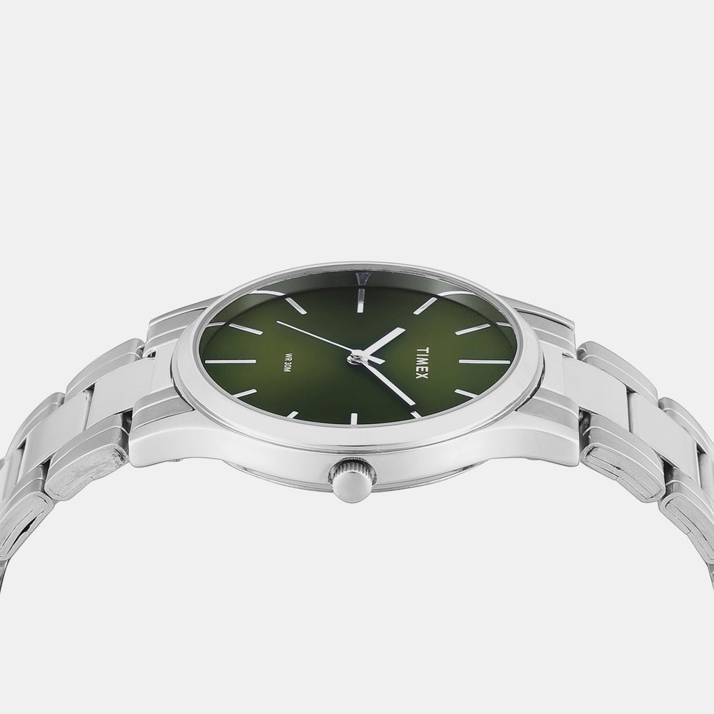 Trendline Men Quartz Green Dial Analog Stainless Steel Watch TW000R474