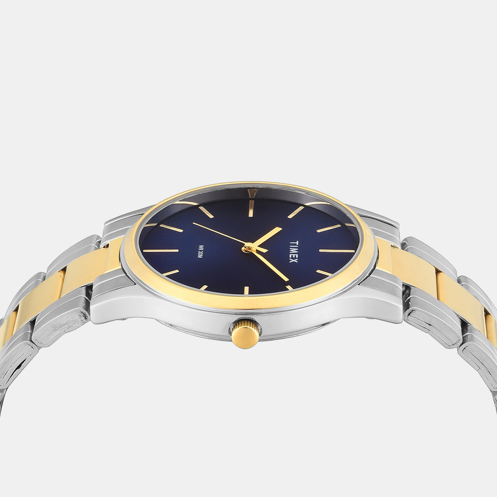 Trendline Men Quartz Blue Dial Analog Watch Stainless Steel TW000R475