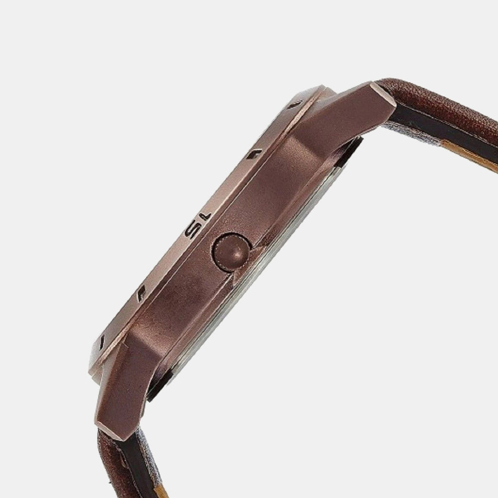 Fashion Men Quartz Brown Dial Multi-Function Leather Watch TW000U915