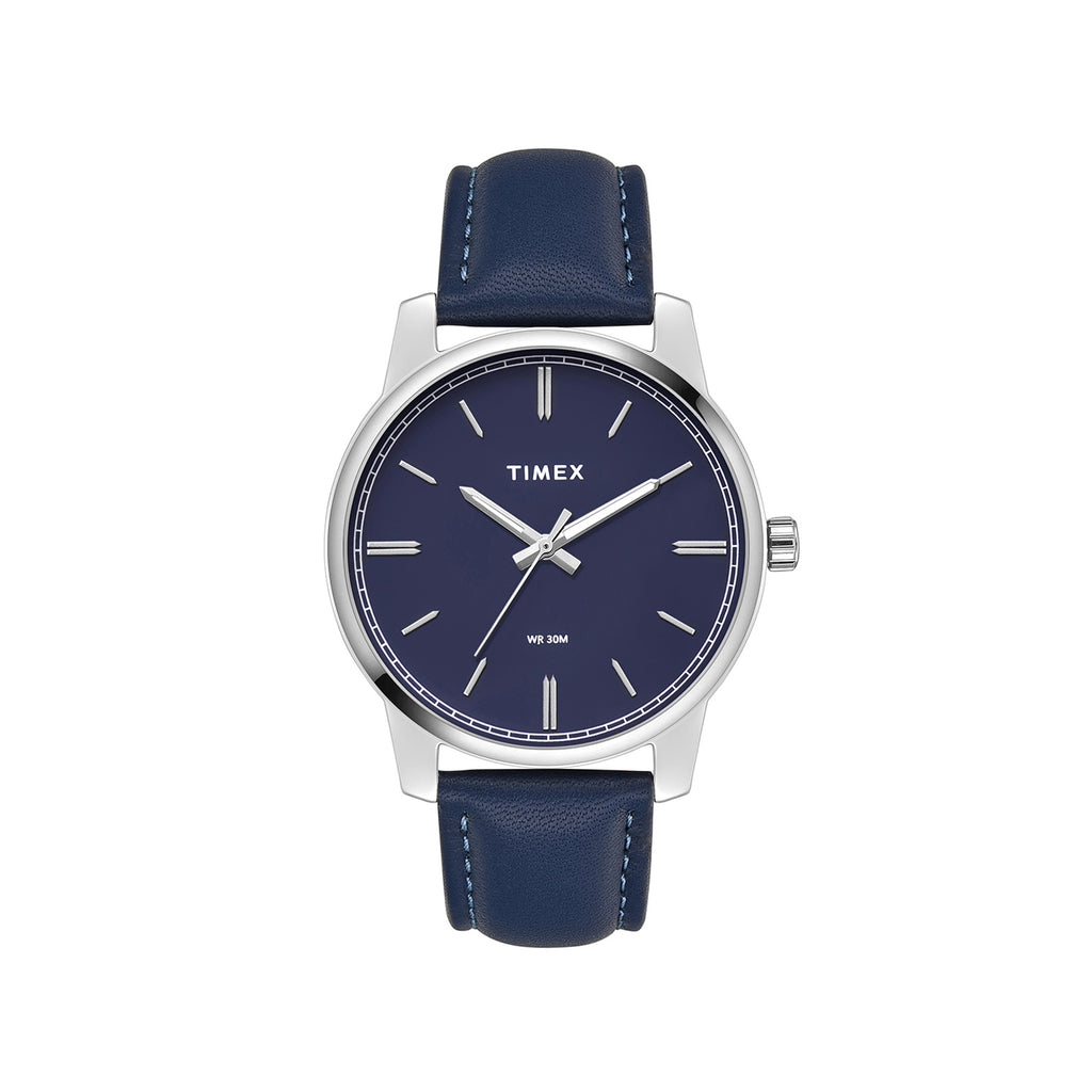 Trendline Men Quartz Blue Dial Analog Leather Watch TW000V821