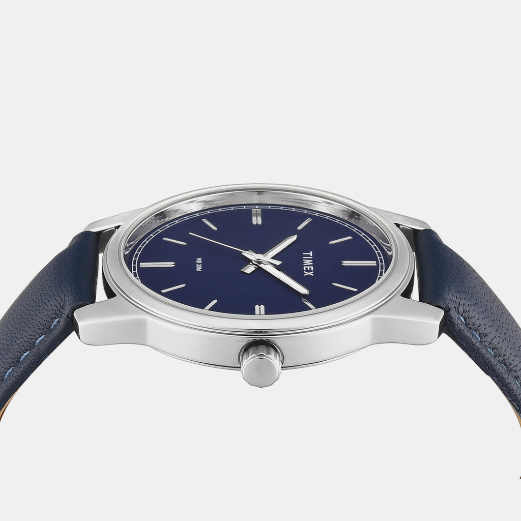 Trendline Men Quartz Blue Dial Analog Leather Watch TW000V821