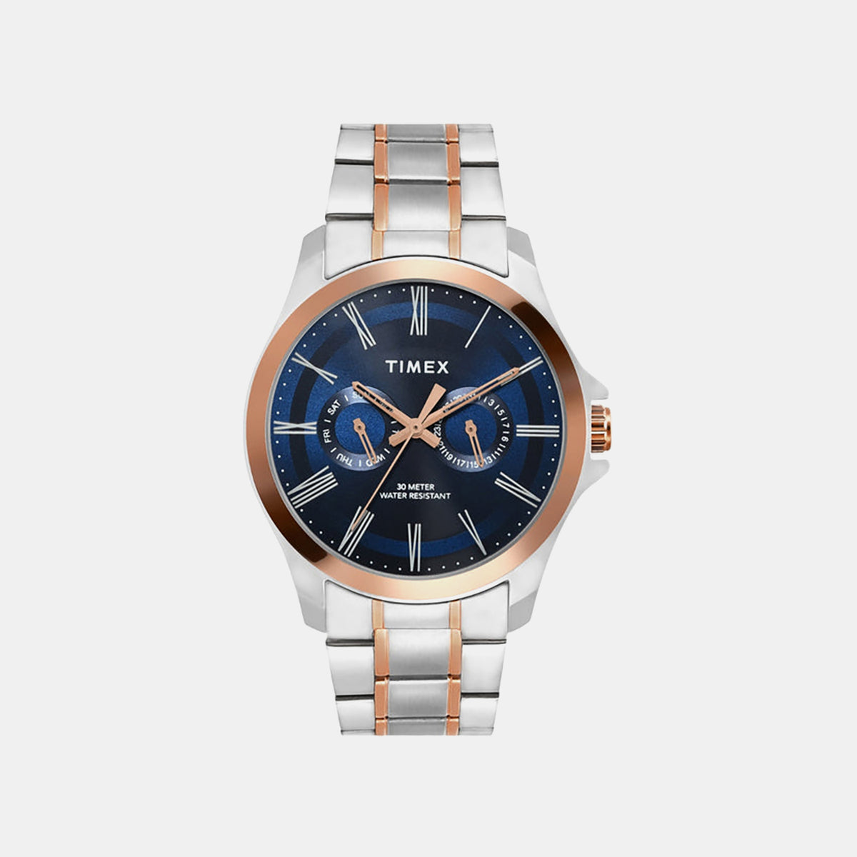 Trendline Men Quartz Blue Dial Multi-Function Stainless Steel Watch TW000X131