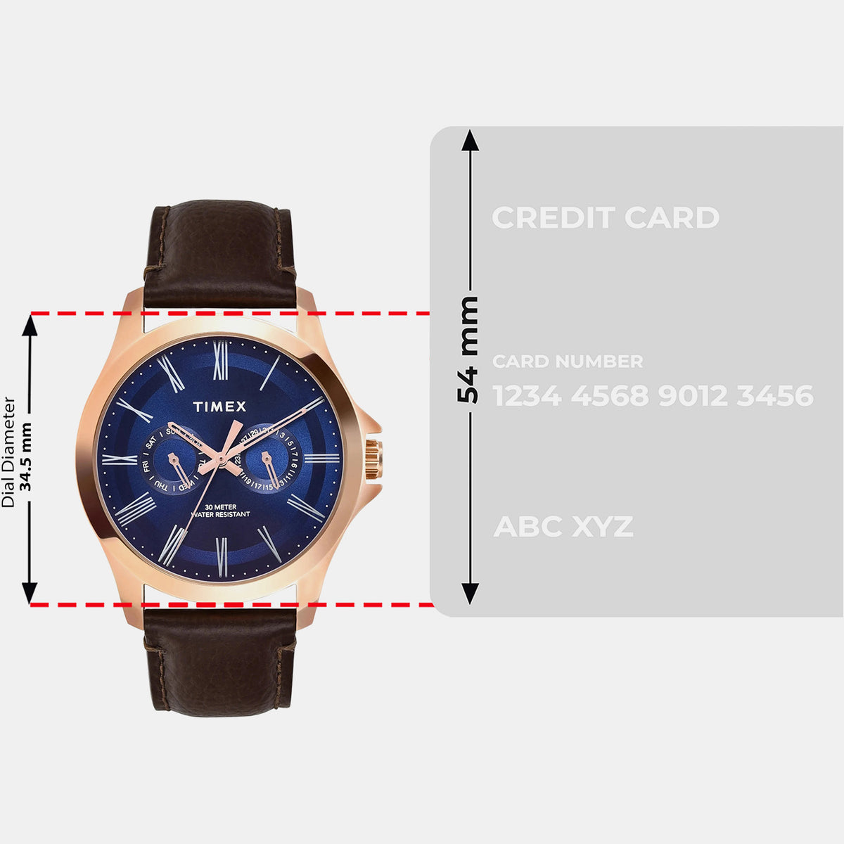 Fashion Men Quartz Blue Dial Analog Leather Watch TW000X133